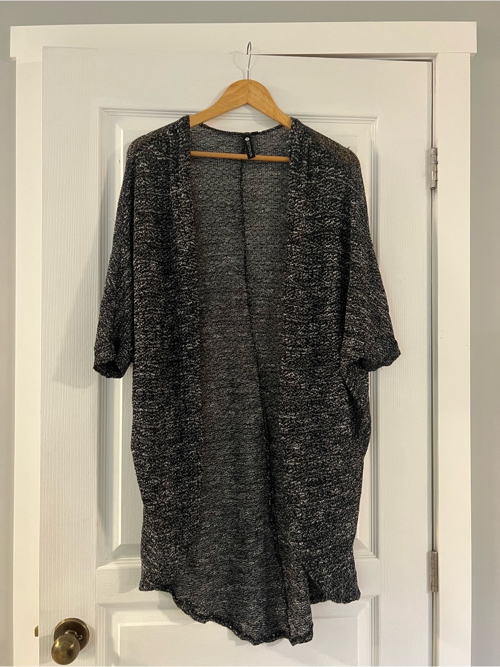 Cotton On Black & White Textured Open Cardigan